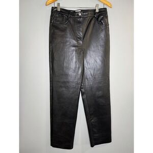 Wilfred Black Faux Leather Straight Leg Pants Women Size 10 PU Polyester